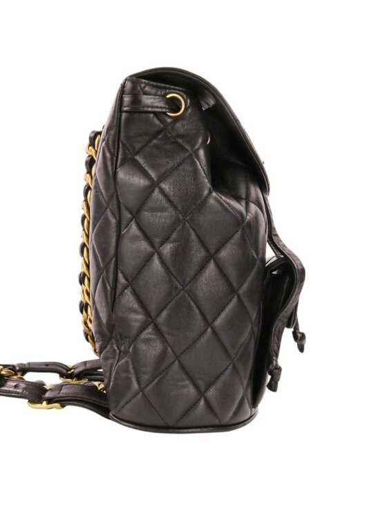Chanel Vintage Quilted Lambskin Chain Shoulder Turnlock Backpack Black Pre Owned main image 12